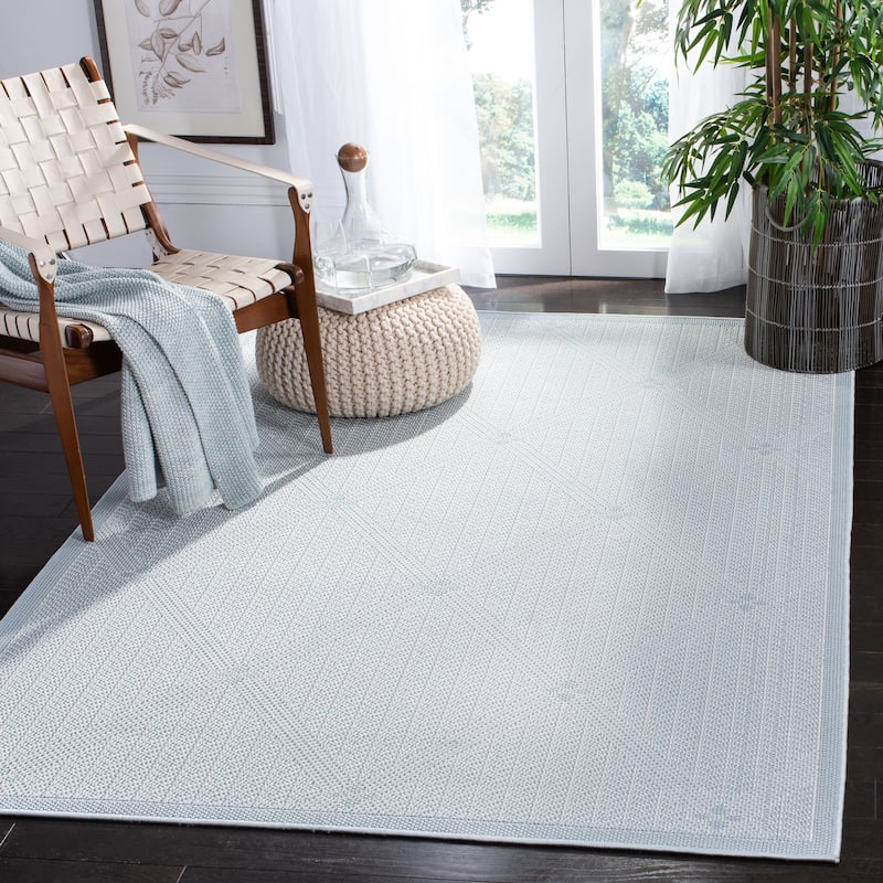 Martha Stewart by SAFAVIEH Washable Tetyana Indoor/ Outdoor Waterproof Rug - 4'5" x 6'5" - Silver/Grey