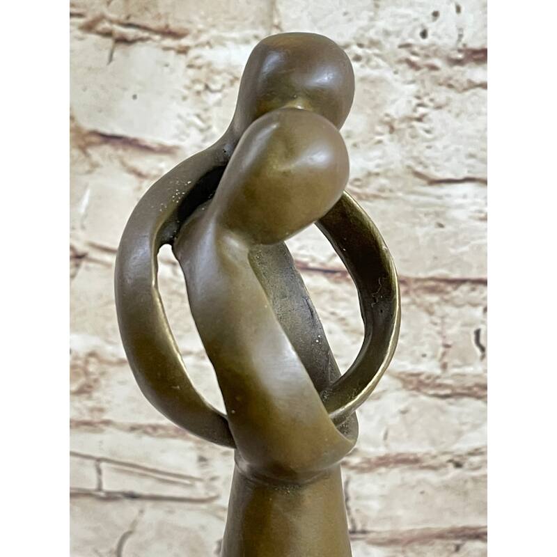 Abstract Modern Art Kissing Couple Genuine Bronze Sculpture Lost Wax Method Statue