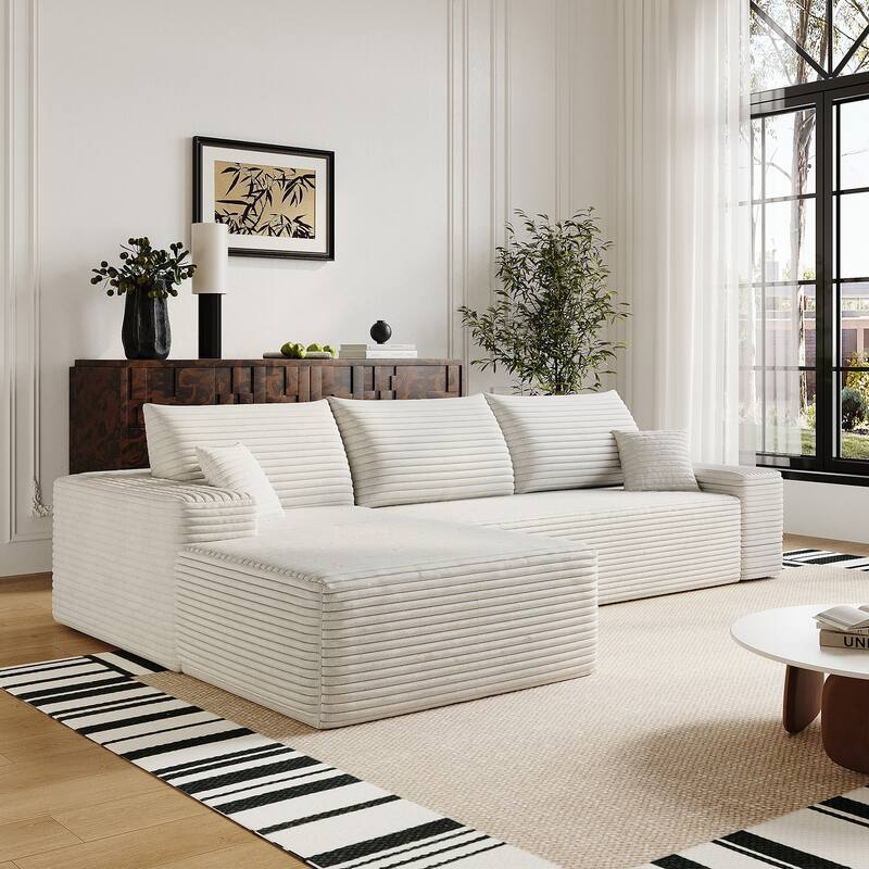 Sofa 107-in Casual White 3 -seater Left Reclining Sectional - 8' x 10'