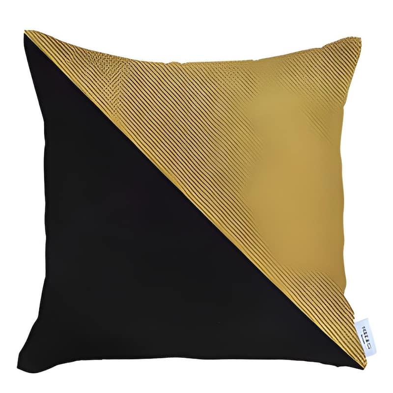 HomeRoots Set of Two 18" Yellow and Black Throw Pillow
