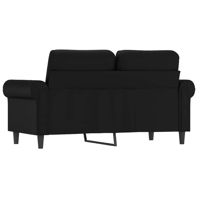2 Seater Sofa, Nailhead Trim Black Faux Leather Cushions, 60 Inch