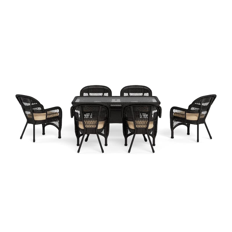 Portside Dark Roast Outdoor Wicker Dining Set (7-Piece)