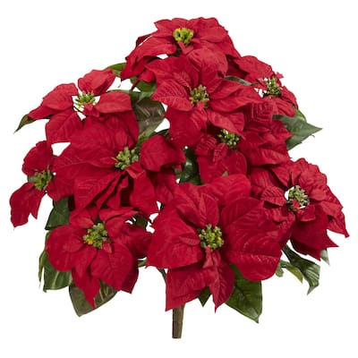 24" Poinsettia Artificial Plant (Set of 2) - h: 24 in. w: 19 in. d: 19 in