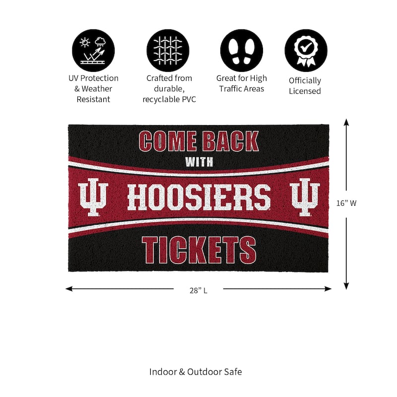 Indiana University 28 in. x 16 in. PVC "Come Back With Tickets" Trapper Door Mat