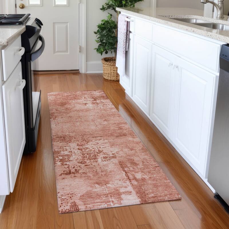 Premium Washable Super Soft Casual Abstract Mayfield Rug - Paprika - 2'3" x 7'6"