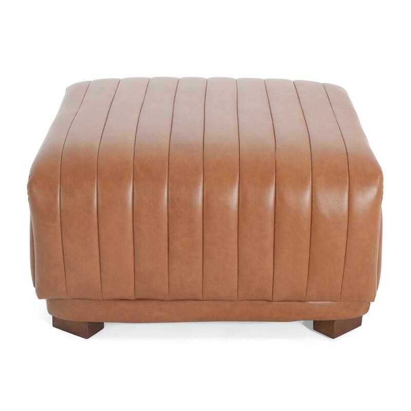 Christopher Knight Home - Zaka Faux Leather Channel Tufted Ottoman - Brown