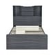 preview thumbnail 15 of 31, Twin Storage Platform Bed with 4 Shelves, 2 Drawers, LED Light, Grey
