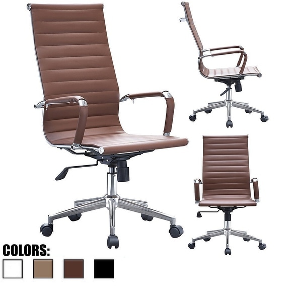 2xhome Brown Executive Ergonomic High Back Modern Office Chair 2xhome Brown Executive Ergonomic High Back Modern Office Chair Ribbed Pu Leather Swivel For Manager Conference
