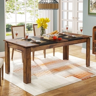 Farmhouse Rectangular Dining Table, Rustic Kitchen Table for 6 - Bed ...