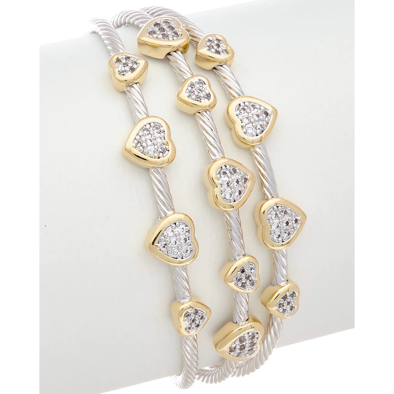 Juvell GoldT Two-Tone Plated Cubic Zirconia Heart Bangle