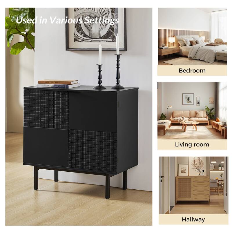 Arnold Modern 30"Tall 2 Door Accent Cabinet with Metal Leg Set of 2by HULALA HOME