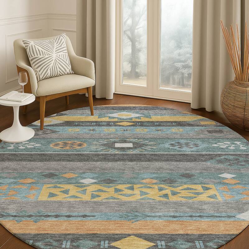 Machine Washable Indoor/ Outdoor Global Tuca Chantille Rug