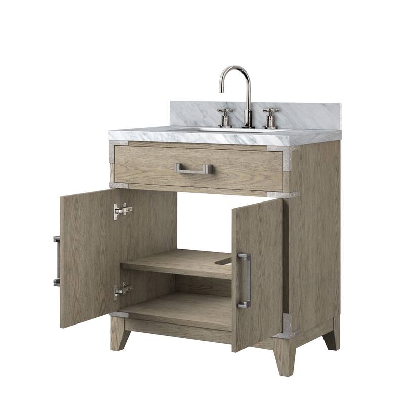 Laurel Bath Vanity Carrara Marble Top, Sink and Faucet