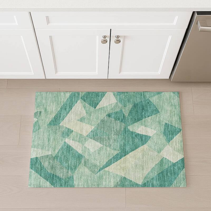 Machine Washable Indoor/ Outdoor Modern Queby Chantille Rug
