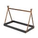 preview thumbnail 10 of 8, Twin Size Tent Floor Bed with Triangle Structure and Safety Railings, Black+Brown