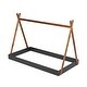preview thumbnail 20 of 18, Twin Size Tent Floor Kids Bed Frame with Triangle Structure, Sturdy Solid Wood Frame, X-Shaped Safety Railings, White+Natural