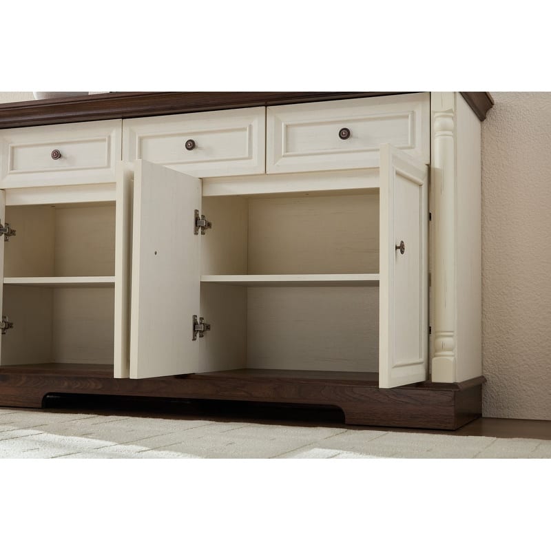 Farmhouse 55" Sideboard Buffet, Kitchen Storage Cabinet with 3 Drawers for Organized Home Living Solutions