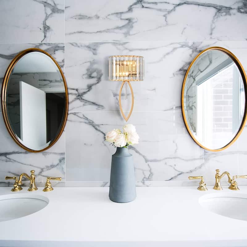 Destin Modern Brass Wall Sconce 2-Light Crystal Wall Sconce