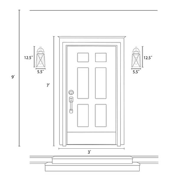 Modern 1-Light Black Outdoor Wall Sconce Glass Patio Lantern - W5.5"x L6"x H12.75"