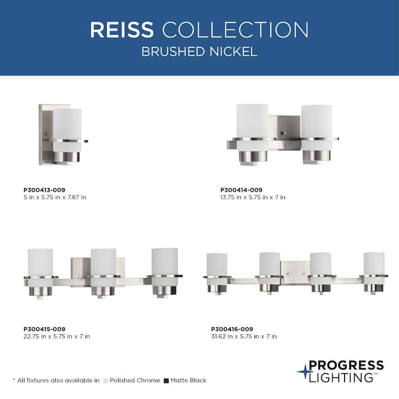 Reiss Collection Three-Light Modern Farmhouse Brushed Nickel Vanity Light - 22.75 in x 5.75 in x 7 in