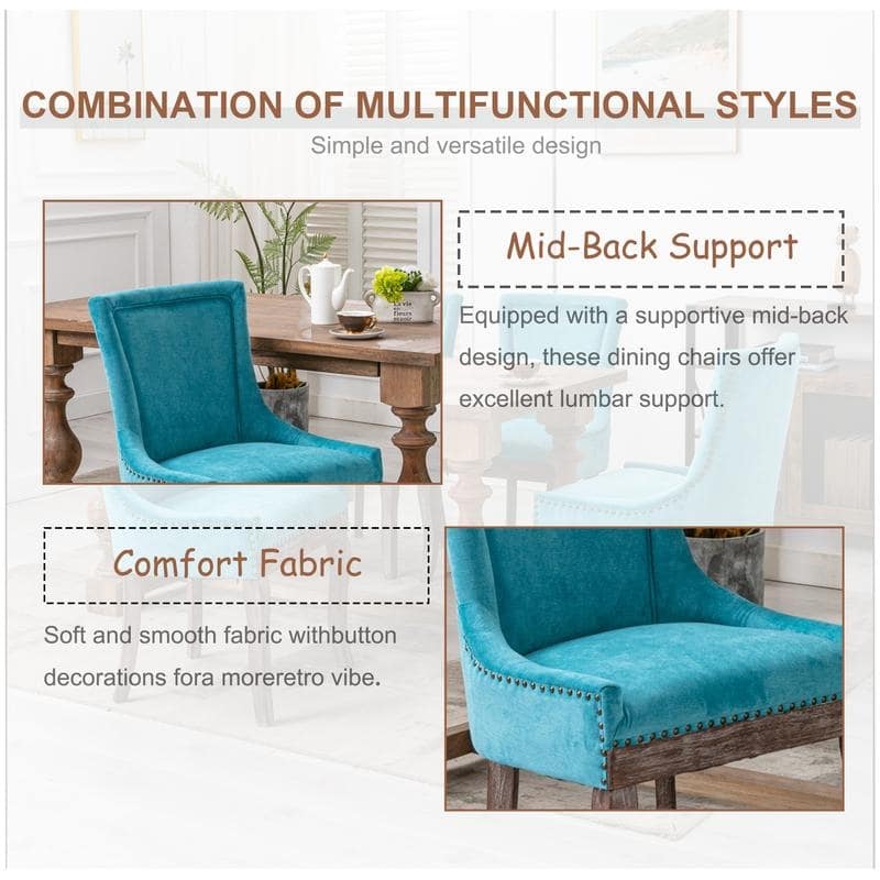 Thickened Side Dining Chair with Solid Wood Legs Set of 4