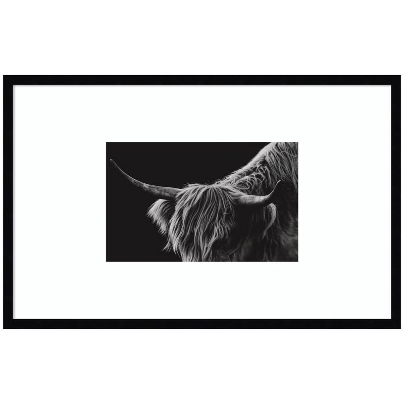 Kate and Laurel Scottish Highland No. 6 by Crystal Lynn Collins Framed Wall Art Print - 33 x 21 - Black