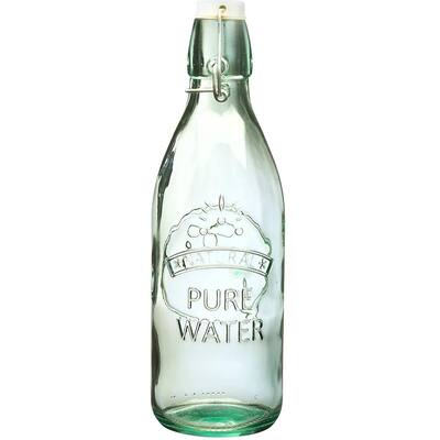 Amici Home Italian Recycled Green Water Tap Glass Bottle - 34 oz
