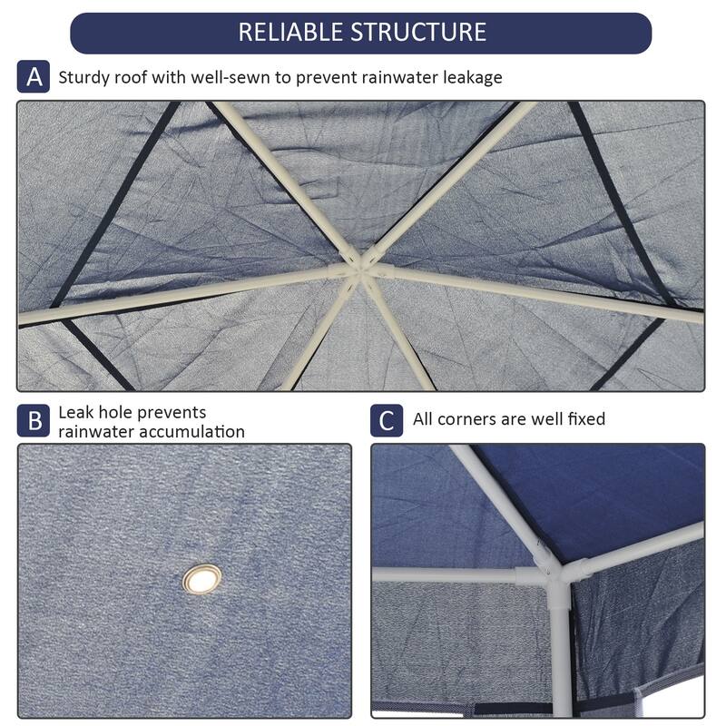 Outsunny 13x13FT Hexagon Gazebo Party Tent with Mesh Screen for Garden Backyard, Blue