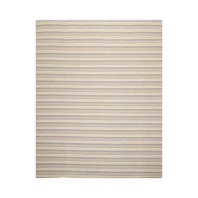 Ivory Hand Woven KPSI Striped Oriental Area Rug Multi Sizes Wool