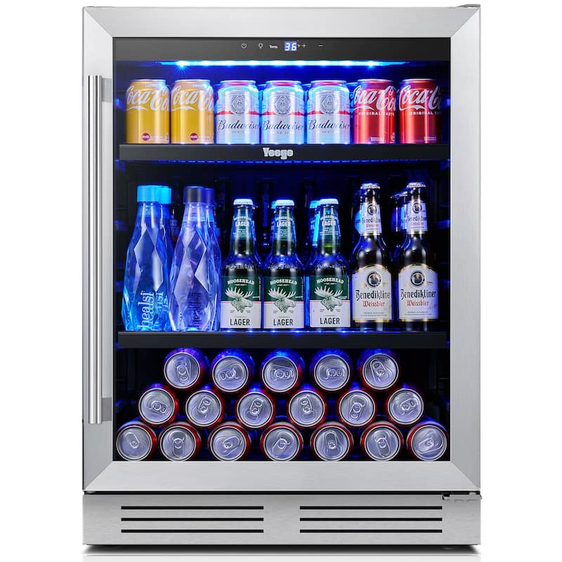 24 Inch Beverage Fridge 140 Can Beverage Refrigerator for Soda Wine Drinks - 24 inch