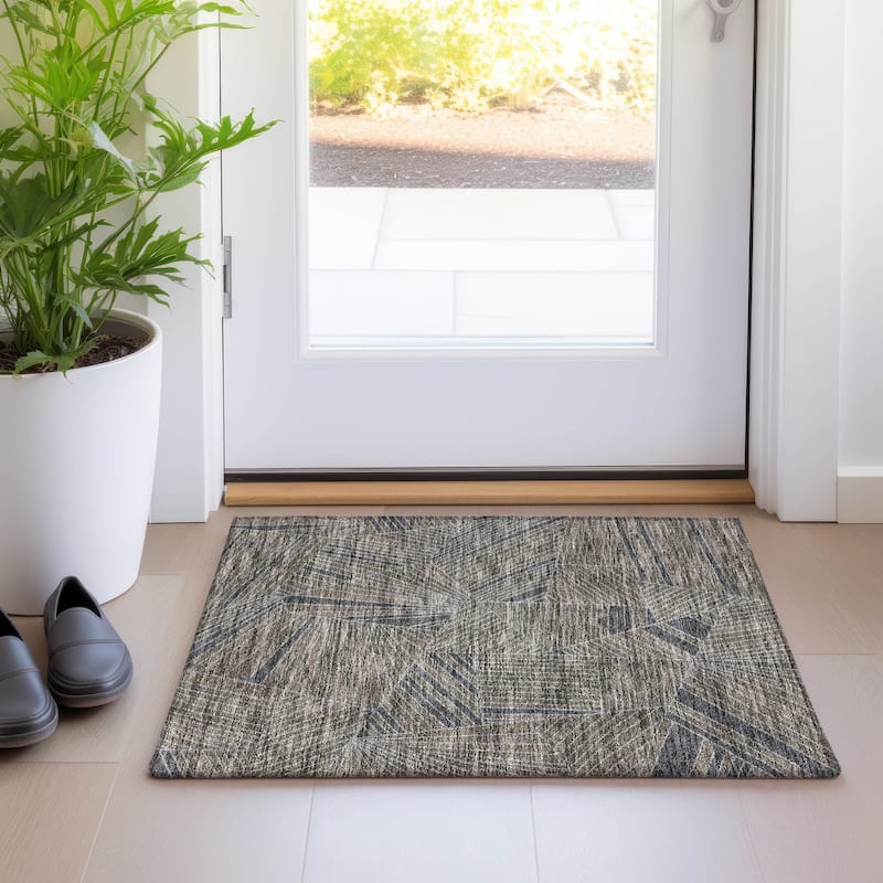 Premium Washable Super Soft Modern Mosaic Mayfield Rug - Mocha - 1'8" x 2'6"