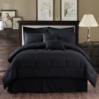 Luxurious 10 Piece Comforter Set Plaid Design Bed In A bag