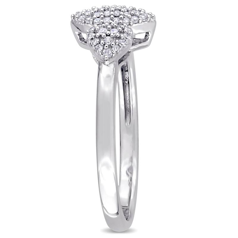 Miadora 1/5ct TDW Diamond Leaf and Heart Shaped Cluster Ring in 14k White Gold