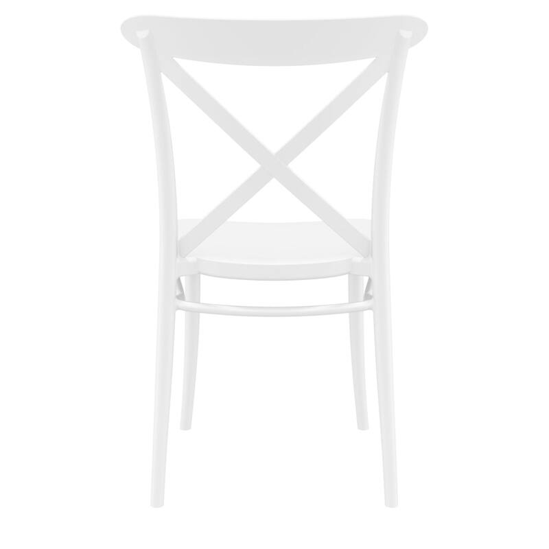 34.25" White Patio Cross Armless Dining Chair