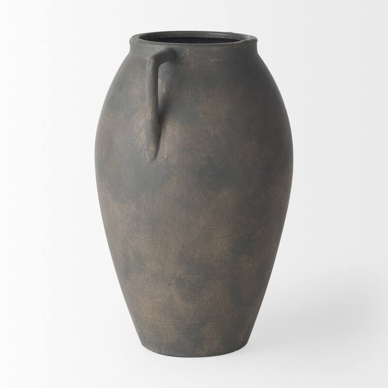 Kilian Brown And Gray Ceramic Double Ear Vase (11") - 7.5L x 7.5W x 11.2H