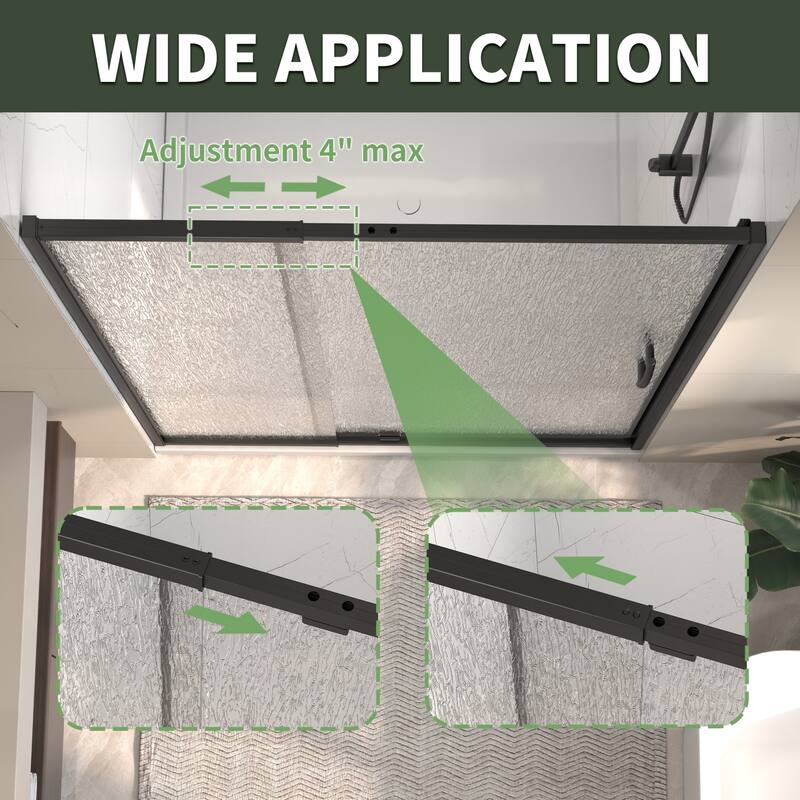 Modland 44-48"x71'' Adjustable Pivot Shower Door - Auto-Lift Hinge, Magnetic Seal, 6 Finishes for Uneven Walls - 48''x 71''