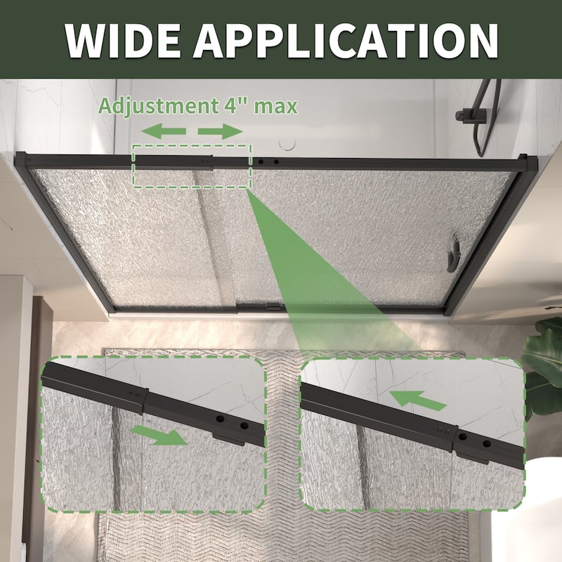 Modland 42'' / 48''W x 71''H Auto-Rise Pivot Shower Door - Rain Pattern 6mm Glass, 4" Adjustable, Space-Saving Frame
