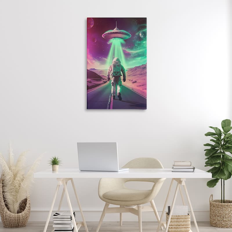 Stupell Astronaut Walking Toward UFO Canvas Wall Art Design By Wumples