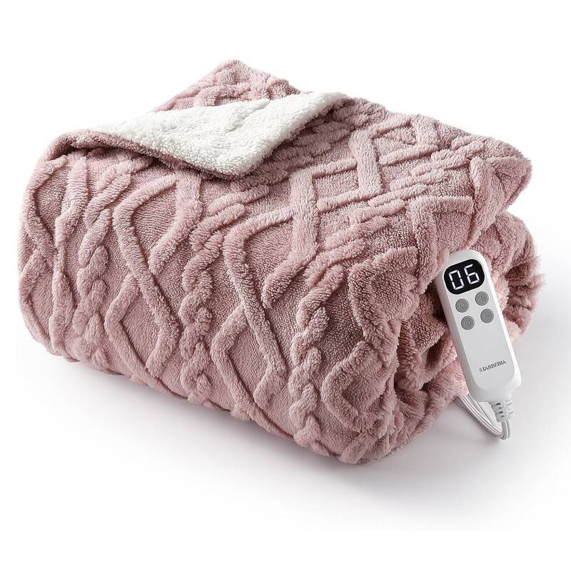 Dual Control Tufted Sherpa Electric Heated Blanket, Pink - 84"x90"