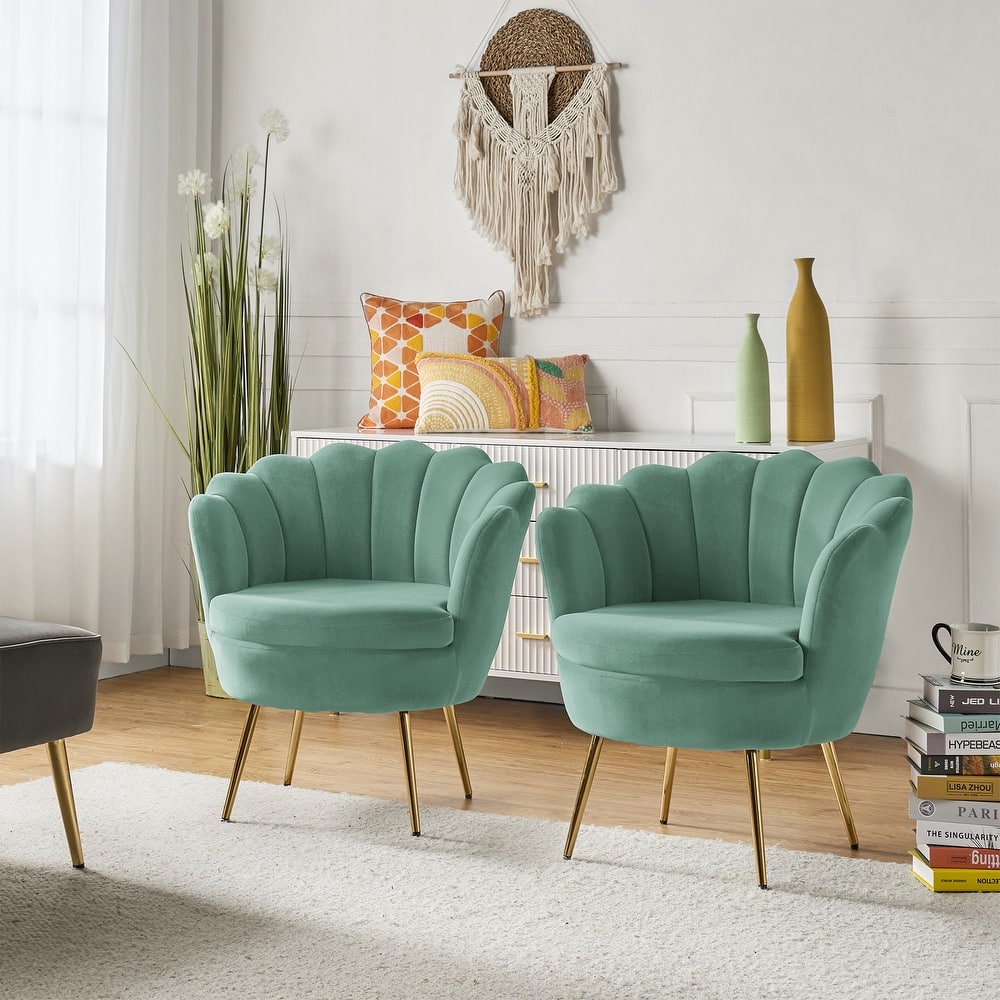 Xabier Cute Modern Upholstered Barrel Chair Accent Chair with Tufted Back Set of 2 by HULALA HOME