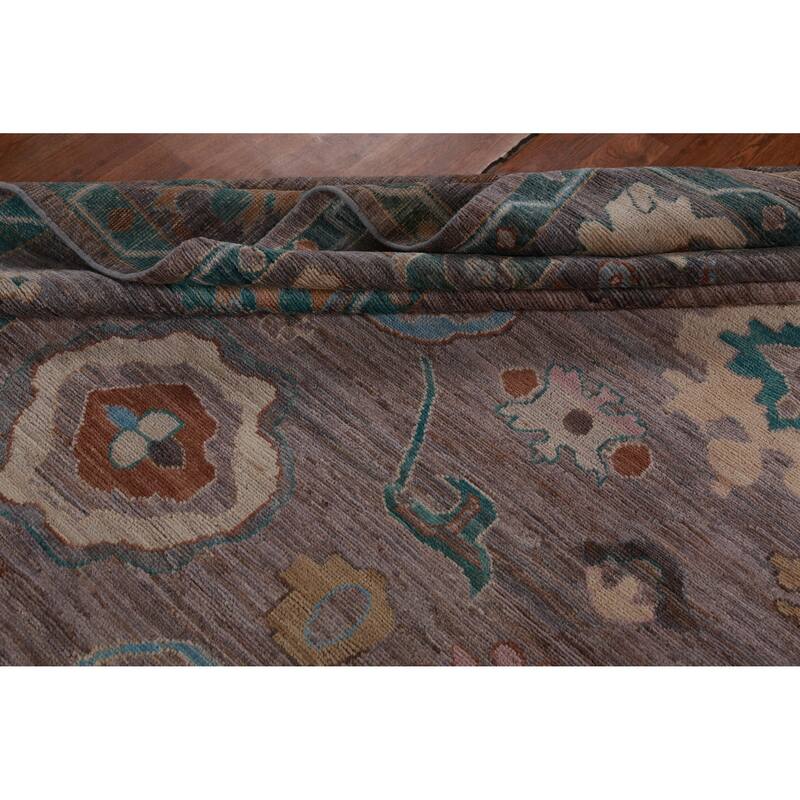 Hand Knotted Oriental 100% Wool Carpet Transitional All-Over Purples Oushak Area Rug - 11' 9'' X 9' 4''