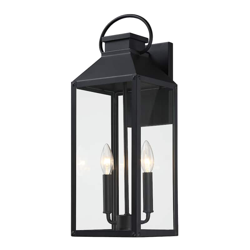 Wiley 2-Light Black Outdoor Wall Lantern Sconce Light - 20.5'' H