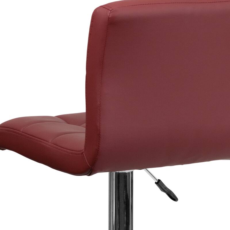 Contemporary Quilted Vinyl Adjustable Height Barstool with Chrome Base