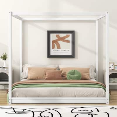 King Size Canopy Platform Bed with Support Legs
