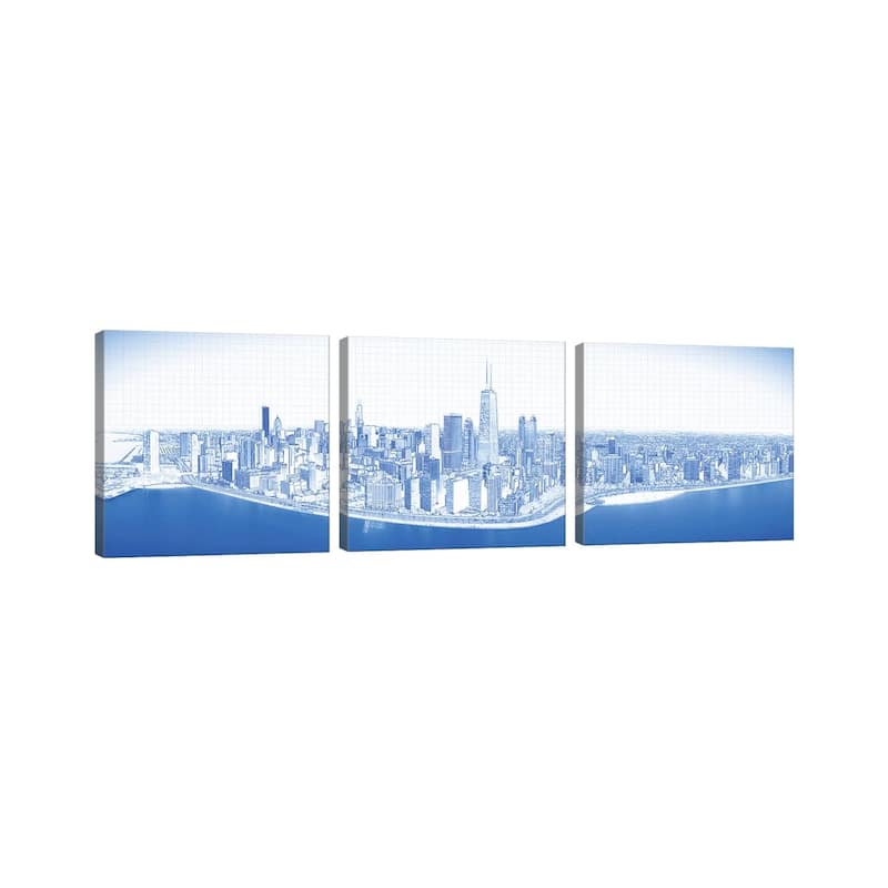 iCanvas "Digital Sketch Of Chicago Skyline, USA VIII" by Panoramic Images 3-Piece Canvas Wall Art Set