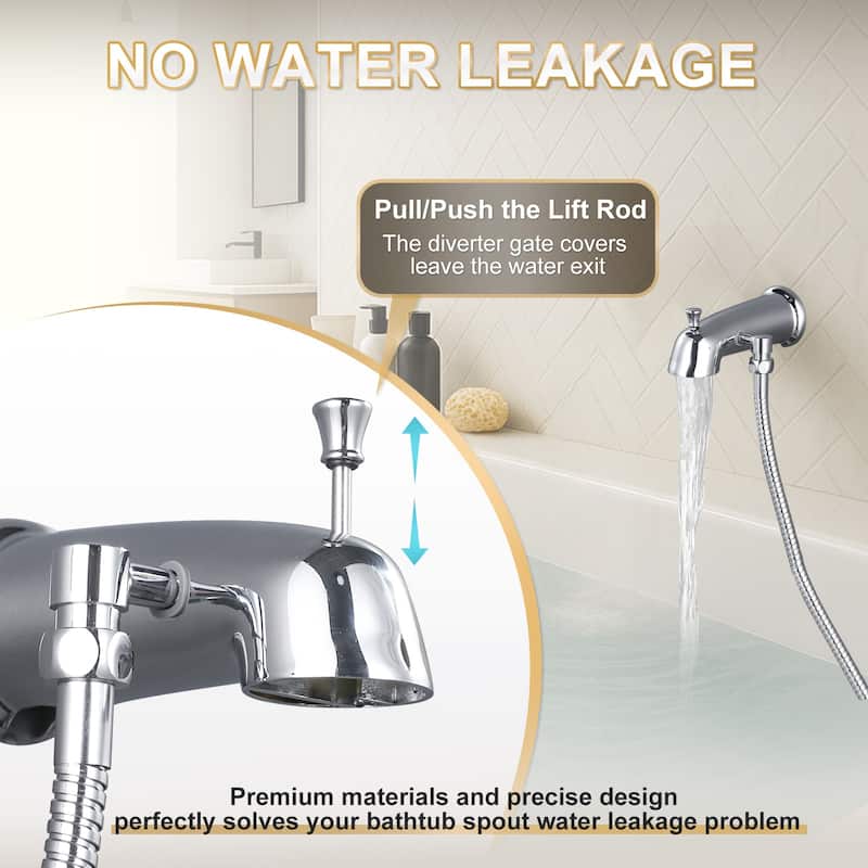 WOWOW Integrated Diverter Bathtub Spout with Showerhead Connection