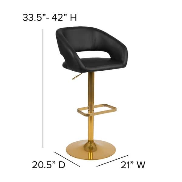 dimension image slide 1 of 2, Modern Upholstered Adjustable-Height Barstools (Set of 2)