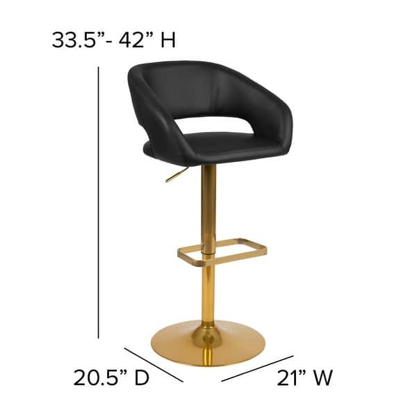 dimension image slide 14 of 18, Vinyl Adjustable Height Barstool with Rounded Mid-Back