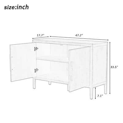 Sideboard with 2 Metal handles and 2 Doors