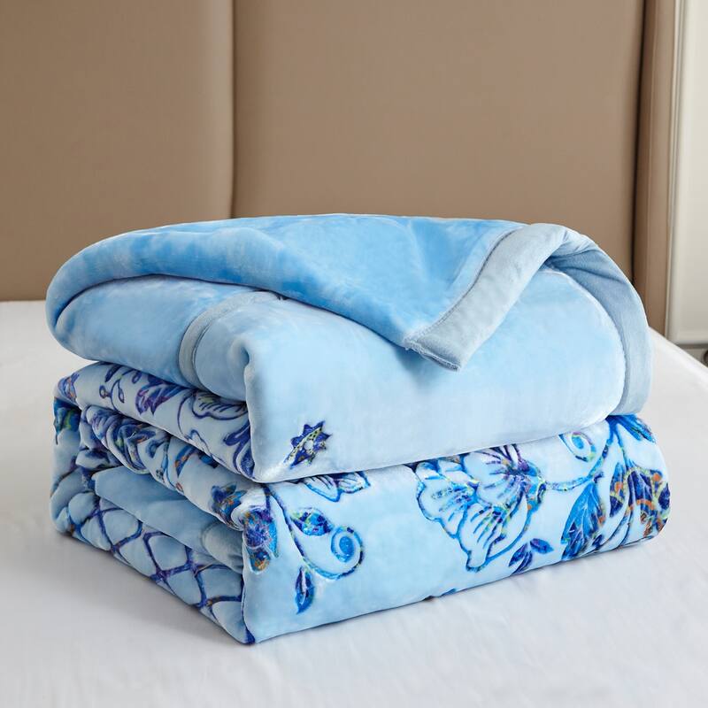 Floral & Animal 2-Ply Heavy Raschel Blanket 85" X 95"